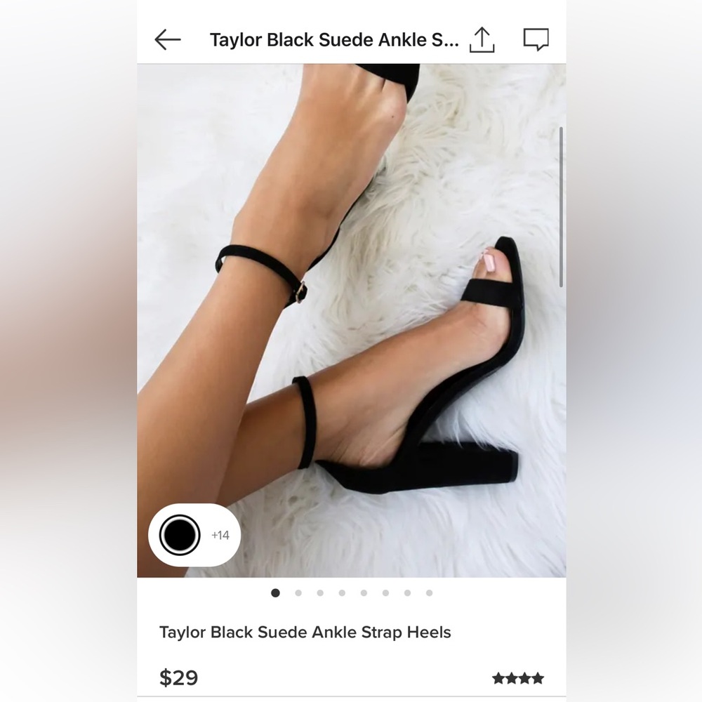 Lulu’s Black Suede Ankle Strap Heels
